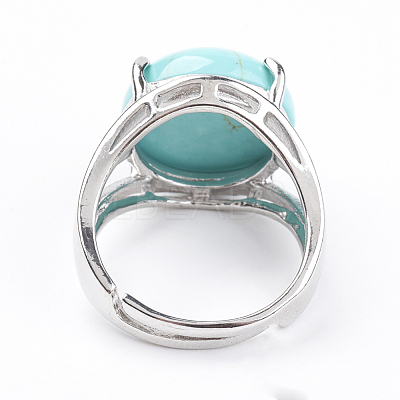 Adjustable Synthetic Turquoise Finger Rings RJEW-F075-01R-1