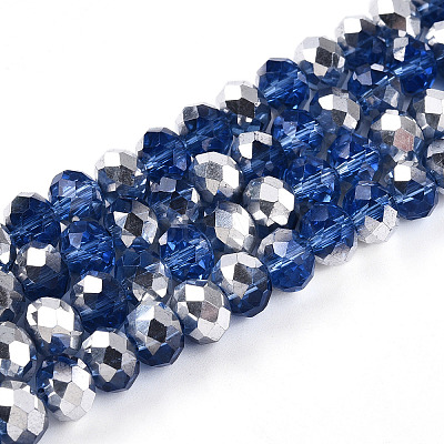 Electroplate Transparent Glass Beads Strands EGLA-A034-T6mm-M03-1