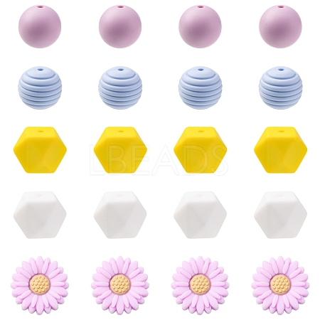 5 Styles Food Grade Eco-Friendly Silicone Beads SIL-FS0001-24-1