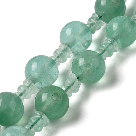 Natural Green Fluorite 3-Hole Guru Bead Strands G-K149-54-1