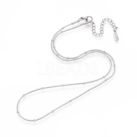 1MM 304 Stainless Steel Satellite Chain Necklaces NJEW-N058-07A-P-1
