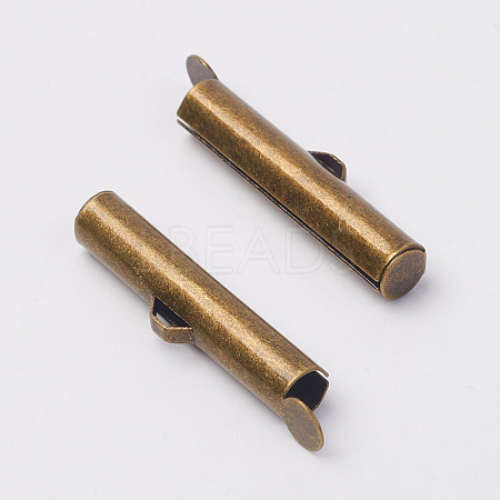 Brass Slide On End Clasp Tubes KK-P031-12AB-1