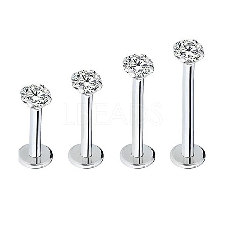 316 Surgical Stainless Steel Clear Cubic Zirconia Threadless Labret Stud WG700A9-15-1
