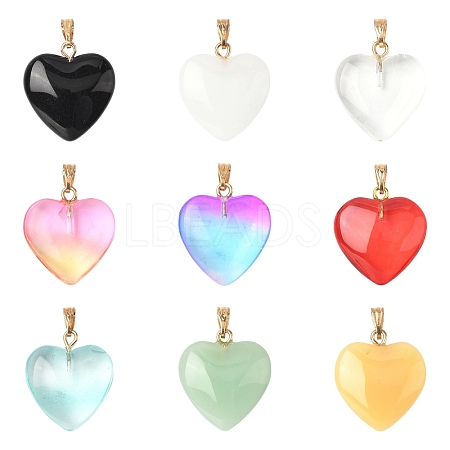 18Pcs 9 Colors Spray Painted Glass Pendants GLAA-YW0004-31-1