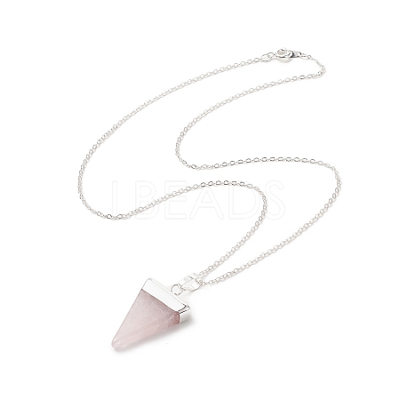 Natural Rose Quartz Geometry Pendant Necklace NJEW-JN04239-02-1