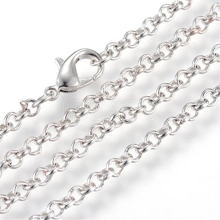 Iron Rolo Chains Necklace Making MAK-R015-45cm-P-1