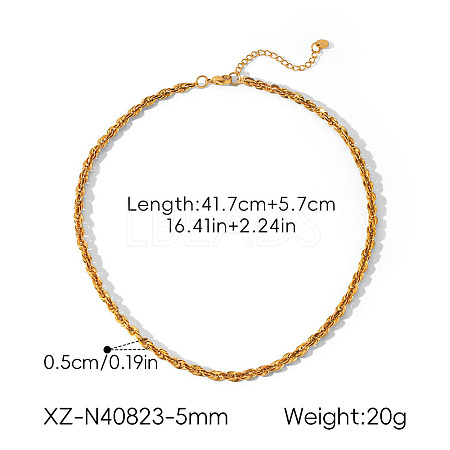 5MM 304 Stainless Steel Rope Chain Necklaces for Men Women WGB369D-02-1