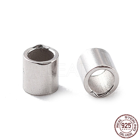Rhodium Plated 925 Sterling Silver Spacer Tube Beads STER-Z006-01D-P-1