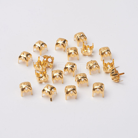 Square Brass Sew on Prong Settings KK-O084-05G-6x6mm-1