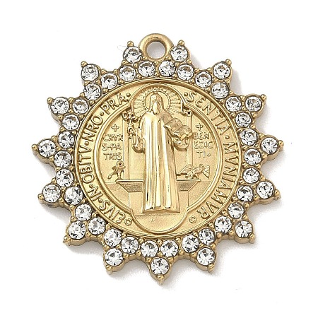 304 Stainless Steel & Rhinestone Pendants STAS-G371-09A-01G-1