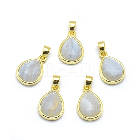 Natural Blue Lace Agate Pendants G-O176J-06G-1