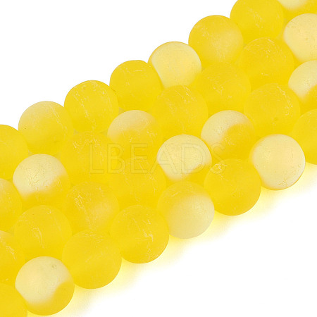 Frosted Transparent Glass Beads Strands GLAA-T032-T10mm-MBB11-1