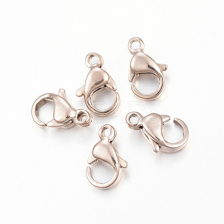 Ion Plating(IP) 304 Stainless Steel Lobster Claw Clasps X-STAS-H353-F-02RG-1