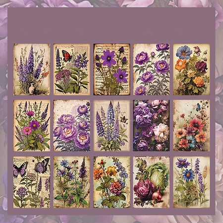 30Pcs 15 Styles Vintage Floral Scrapbook Paper Pads DIY-P083-A04-1