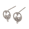Rhodium Plated 925 Sterling Silver Ear Stud Findings STER-F058-01P-02-1