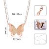 Long Chain Necklace with Butterfly Pendant Stainless Steel Rose Gold Sweater Necklace Adjustable Chain Necklace with Circles Ornaments Trendy Neck Jewelry for Women JN1101A-2