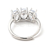 Clear Cubic Zirconia Oval Adjustable Ring RJEW-I087-13P-3