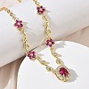 Brass Pave Cubic Zirconia Flower Pendant Necklaces NJEW-C121-04A-01G-2