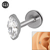 G23 Titanium Cubic Zirconia Horse Eye 17 Gauge Internally Threaded Labrets for Women Men WG9E7C9-13-1