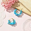 Synthetic Turquoise Chips Braided Hoop Earrings EJEW-JE04940-22-3
