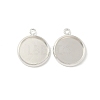 Flat Round Brass Pendant Cabochon Settings X-KK-K414-14E-S-1