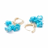 Synthetic Turquoise Chips Dangle Hoop Earrings EJEW-JE04884-03-4