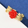 Flower Resin Cuff Rings RJEW-P155-01A-G-3