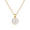 Alloy White Enamel Flat Round with Letter Pendant Necklaces FS-WG63565-10-1