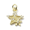 Brass Micro Pave Clear Cubic Zirconia Charms KK-H475-59G-11-1