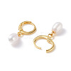 Natural Pearl Beads Drop Huggie Hoop Earrings for Women EJEW-JE04757-03-4