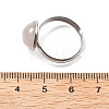 Half Round Natural Rose Quartz Finger Rings RJEW-M062-01P-39-3