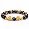 Natural Black Agate Pixiu Bracelet & Obsidian Couple Bracelet with Six-Word Mantra - 10MM Beads ST8068620-1