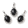 Natural Obsidian Oval Pendants G-NH0025-15P-09-1