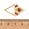 Natural Agate(Dyed & Heated) Faceted Round & Glass Seed Beaded Pendants PALLOY-MZ01405-02-3