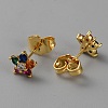 Brass with Colorful Cubic Zirconia Stud Earrings EJEW-G365-02-2