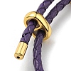 Brass Column Bar Link Bracelet with Leather Cords BJEW-G675-05G-13-3