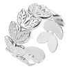 Simple Stainless Steel Leaf Open Cuff Rings for Men Women GE4821-1-1