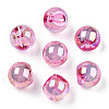 UV Plating Rainbow Iridescent Acrylic Beads X-OACR-G012-04A-1