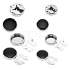 4Pcs 2 Styles Brass Black Enamel Cufflinks BUTT-ME0001-07P-1