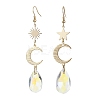 Moon & Star & Sun Brass Asymmetrical Earrings EJEW-JE05458-3