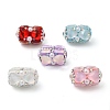 Polymer Clay Pave Rhinestone Rectangle Beads with Resin Heart CLAY-D007-04-1