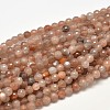 Faceted Natural Multi-Moonstone Round Bead Strands G-F266-22-6mm-2