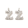 Initial Letter Brass Micro Pave Cubic Zirconia Pendants ZIRC-F008-Z-1