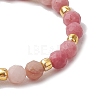 Natural Rhodonite Beaded Stretch Rings for Women RJEW-JR00868-09-4