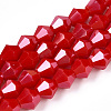 Opaque Solid Color Electroplate Glass Beads Strands EGLA-A039-P6mm-A02-1