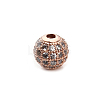 Round Brass Micro Pave Cubic Zirconia Beads ZIRC-N016-01RG-8mm-2