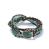 Three Loops Natural Green Aventurine Beads Wrap Bracelets BJEW-JB04247-03-1