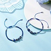 2Pcs Natural Lapis Lazuli & Glass Seed Beads Braided Bead Bracelets for Women BJEW-MZ00247-02-2