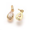 Brass Cubic Zirconia Charms KK-E772-13C-G-1