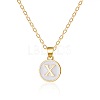 Alloy White Enamel Flat Round with Letter Pendant Necklaces FS-WG63565-24-1